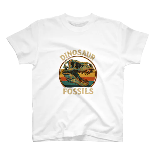 「DINOSAUR FOSSILS」カラフルヴィンテージ化石Tシャツ｜時を超える色と骨 Regular Fit T-Shirt