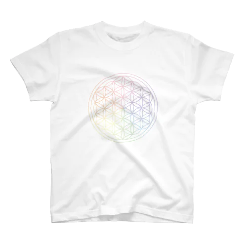 フラワーオブライフ（rainbow） Regular Fit T-Shirt