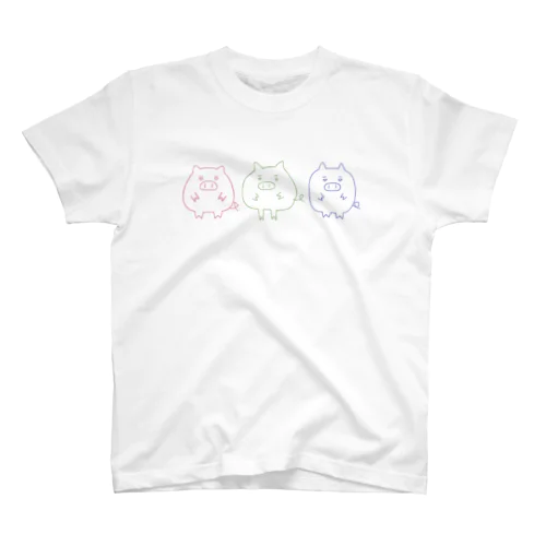 豚三兄弟(濃) Regular Fit T-Shirt