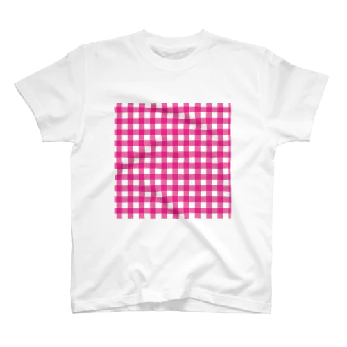 ギンガムチェックピンクのクリアマルチケース Regular Fit T-Shirt