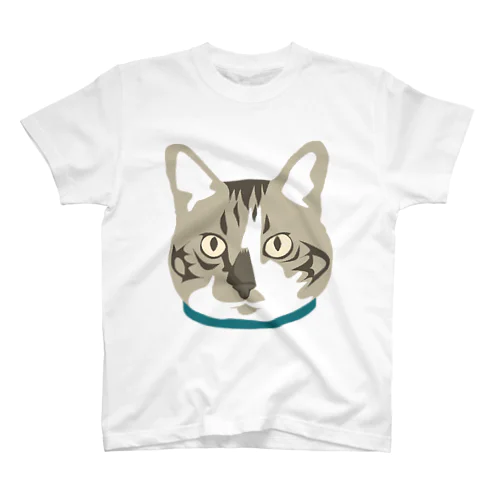 猫　首輪　碧色 Regular Fit T-Shirt