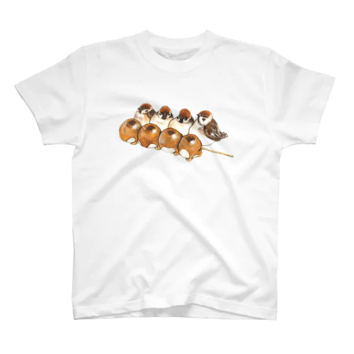 スズメとみたらし団子（いきもの×たべものシリーズ） Regular Fit T-Shirt