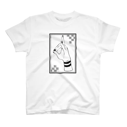 おててシリーズ　狐　「市松」 Regular Fit T-Shirt