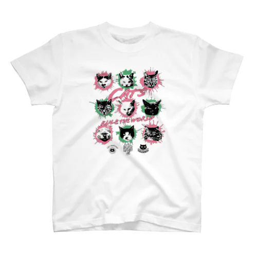 猫が世界を支配する9FACES（桃） Regular Fit T-Shirt
