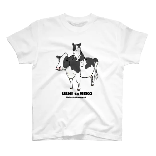 うしとねこ（ホルスタイン×ハチワレ猫） Regular Fit T-Shirt