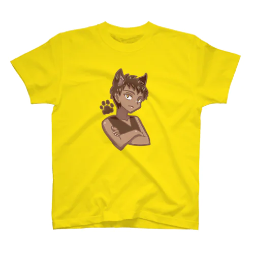 黒猫耳三白眼少年 Regular Fit T-Shirt