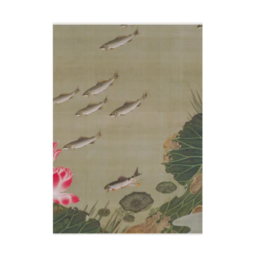 日本画：伊藤若冲_蓮池遊魚図 Stickable Poster