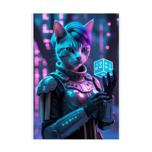 量子の選択猫 Quantum Choice Cat Stickable Poster