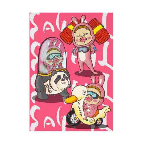 吸着ポスターだよ！さげみちゃん(背景赤) Stickable Poster