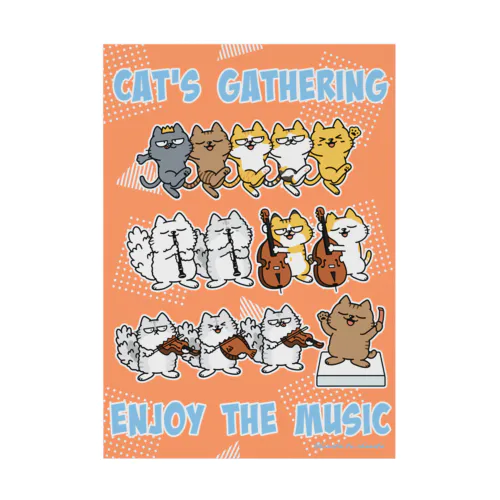 ねこの集会（音楽隊ver1） Stickable Poster