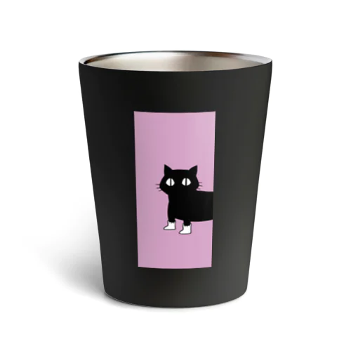 くつ下をはいたネコが玄関で Thermo Tumbler