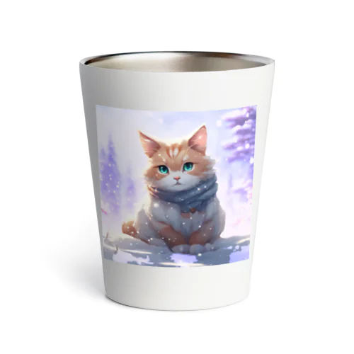 雪の中の猫 Thermo Tumbler