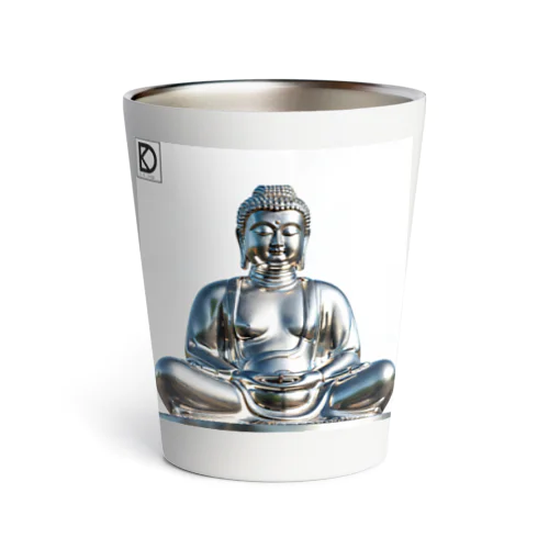 DKデザイン　白背景　銀の大仏様 Thermo Tumbler