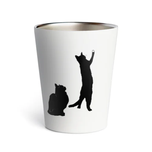 何かを見つめる黒猫たち Thermo Tumbler