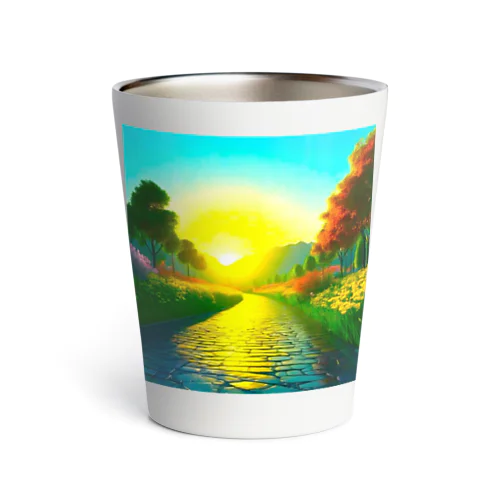 雨に濡れた石畳 Thermo Tumbler