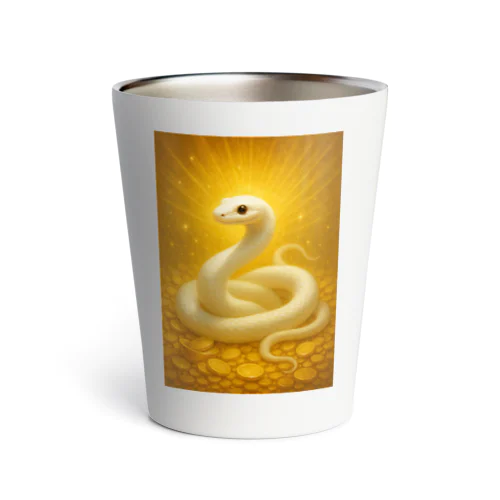 【金運爆上がり】開運！白蛇のご利益グッズ／金色のオーラ付き Thermo Tumbler