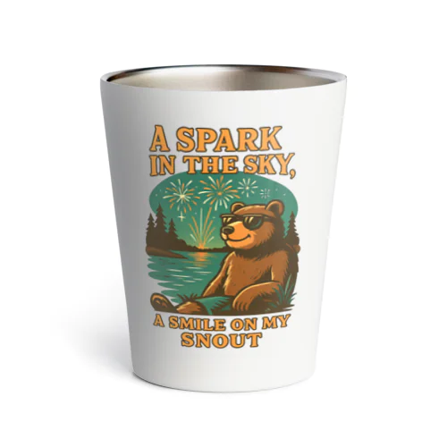 花火を楽しむクマ Spark in the Sky Thermo Tumbler