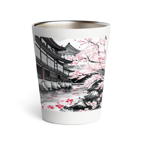 日本家屋と桜 Thermo Tumbler