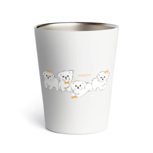 リボンをつけた子犬たち Thermo Tumbler