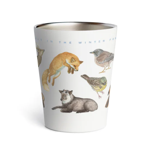 冬の山の動物たち Thermo Tumbler