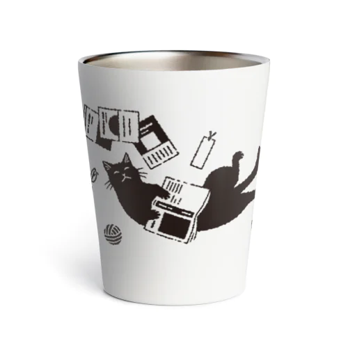 読書ねこ（黒） Thermo Tumbler
