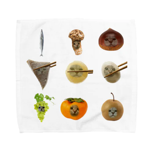 秋の味覚 Towel Handkerchief