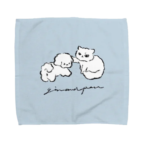 猫パンチ　ブルー Towel Handkerchief