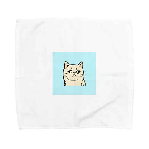 ふてくされたネコくん(水色) Towel Handkerchief