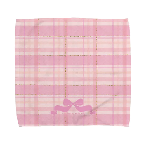 大人かわいいチェックリボン Towel Handkerchief