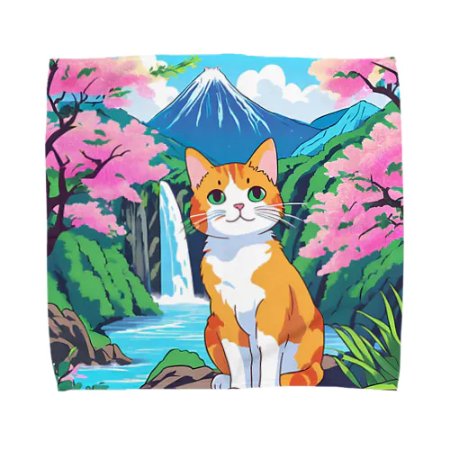 日本を旅する猫 Towel Handkerchief