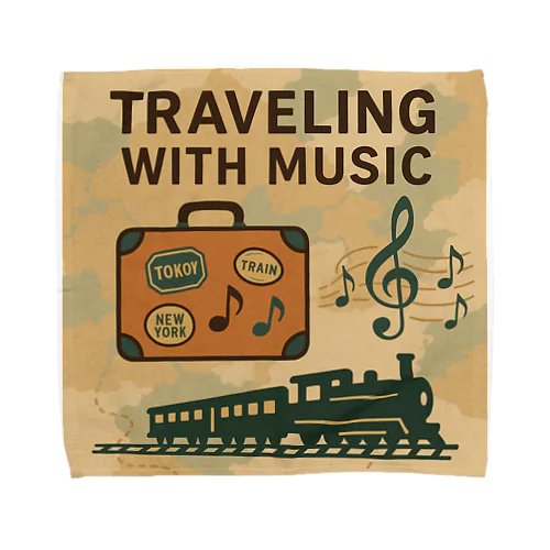 Traveling with Music｜音楽と旅のヴィンテージデザイン Towel Handkerchief