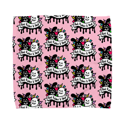 Rock rabbit and skull pinky Towel Handkerchief