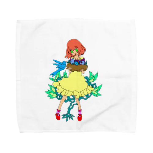 鳥と少女 Towel Handkerchief