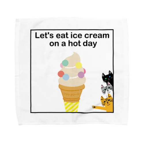 トラネコしまお、アイスクリーム食べたい！ Towel Handkerchief