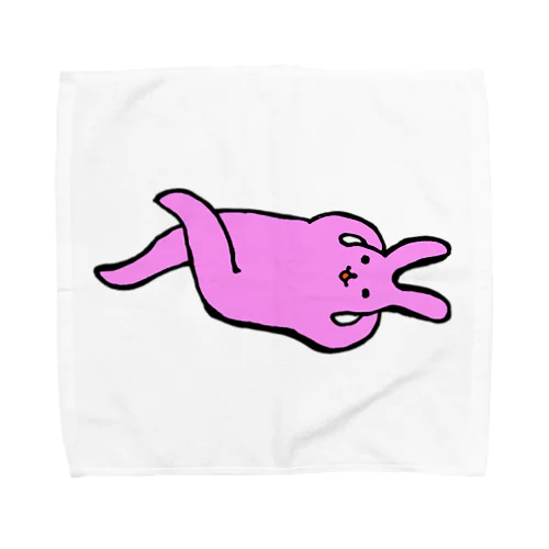 ごろ寝うさぎピンク Towel Handkerchief