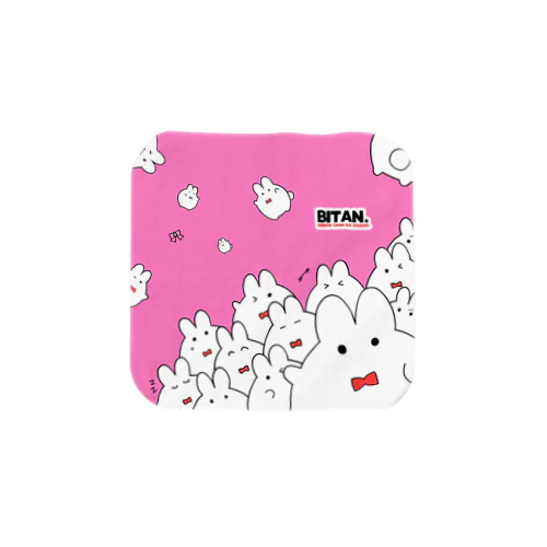 びたんくん大集合ハンカチタオル(ピンク) Towel Handkerchief