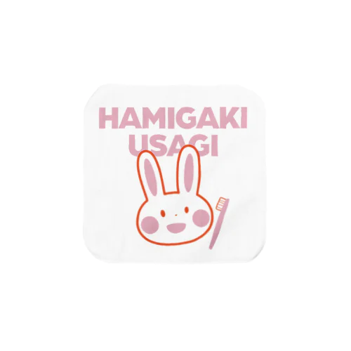 はみがきうさぎのふわふわタオルハンチ（赤） Towel Handkerchief