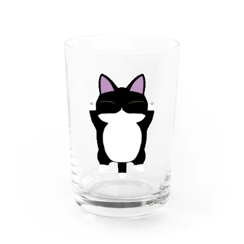 ねこさん・白黒靴下模様。 Water Glass