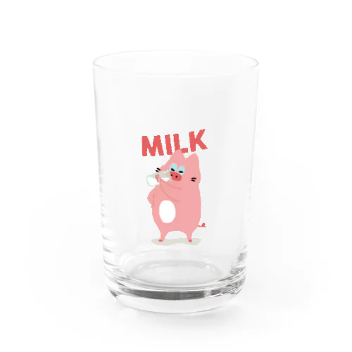 牛乳を飲むネコブタ Water Glass