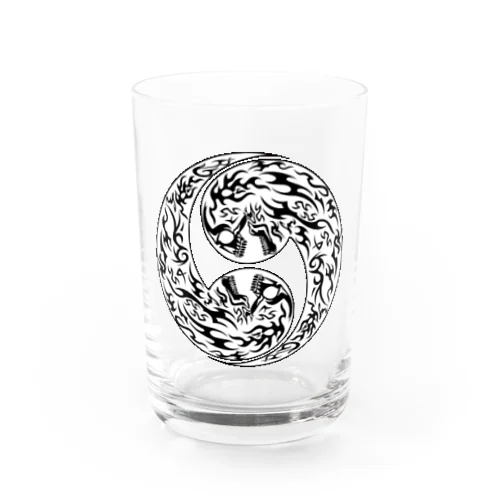 合わせ髑髏二つ巴 黒枠白（オリジナル家紋シリーズ） Water Glass
