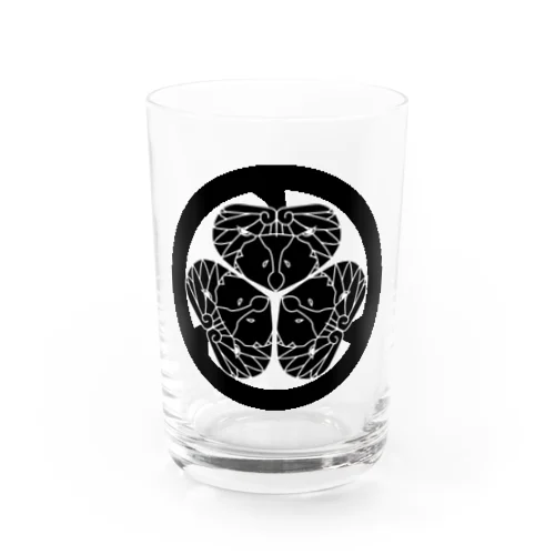 動物家紋。H.T.（三つ葉葵ハシビロコウ）黒 Water Glass