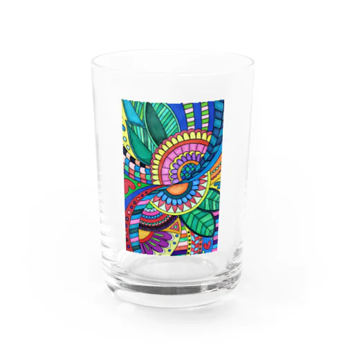 障害者アート 手描きイラスト カラフルアート Water Glass