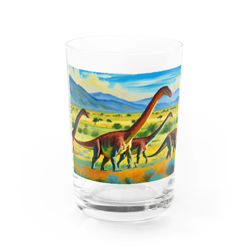 【恐竜】ブラキオサウルスの群れ Water Glass