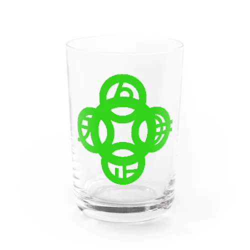 吾唯足知（吾唯足りるを知る。）緑・マークのみ Water Glass