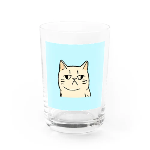 ふてくされたネコくん(水色) Water Glass