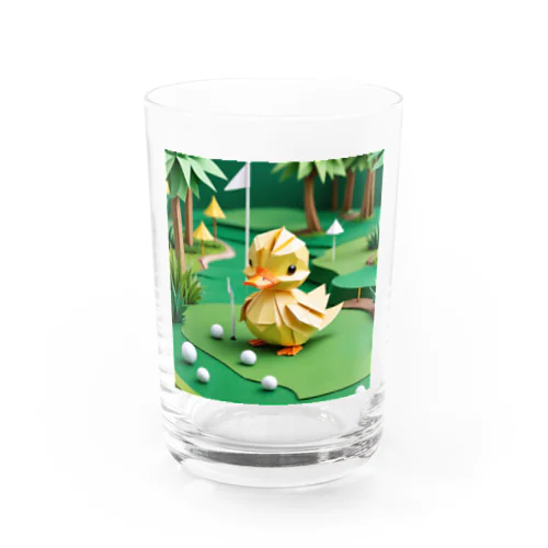 ゴルフをするひよこの折り紙 Water Glass