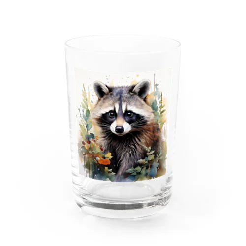 アライグマ、草の中 Water Glass