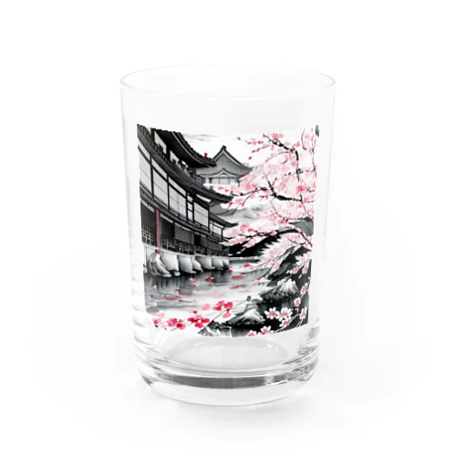 日本家屋と桜 Water Glass
