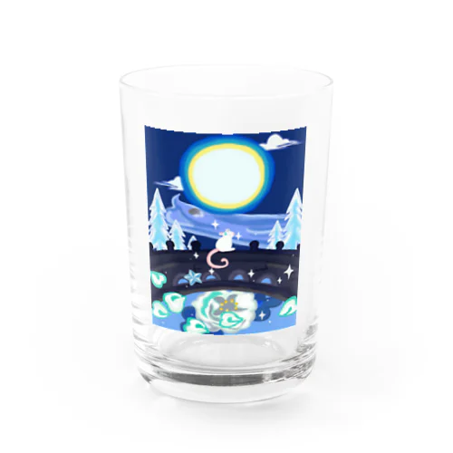 満月とねずみと花 Water Glass