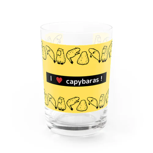 愛LOVEカピバラ、そしてイエロー Water Glass